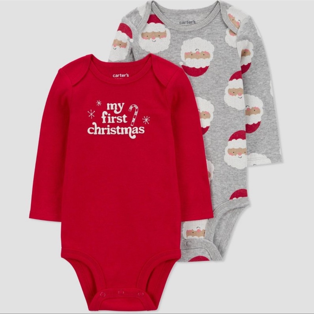 Carter's Baby Christmas 2pk Santa's First Christmas Bodysuit